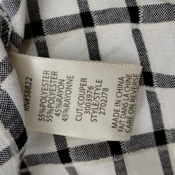 Max Studio Nordstrom blouse top black white check ruffle sleeve size medium - Picture 8 of 10